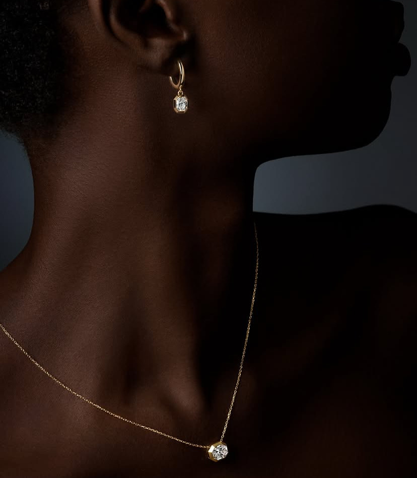 Diamond earring and necklace