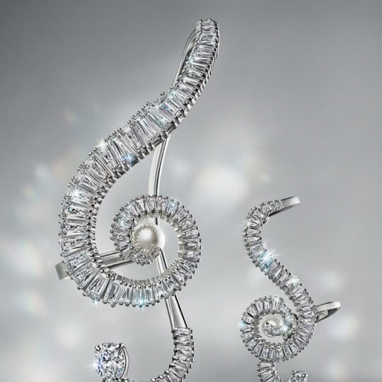 Music shaped moissaniate earrings